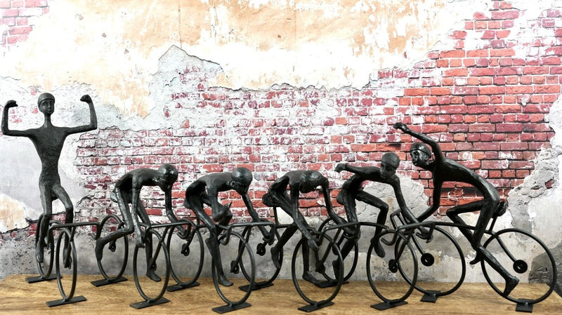 6-er Radfahrer Set - Handgefertigte Fahrrad Dekofigur aus Metall und Poly - Perfekte Geschenkidee für jeden Biker