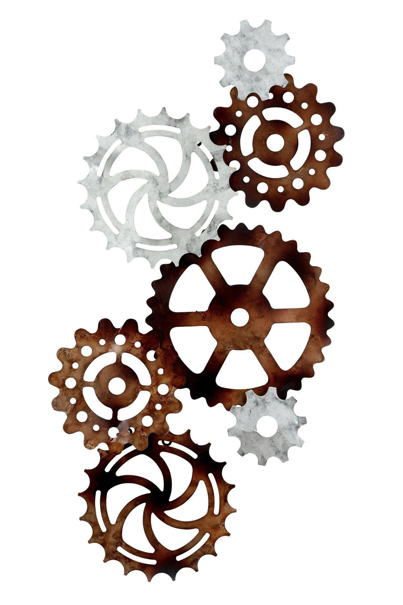 GILDE wall decoration gears - copper-silver - H. 54cm x W. 109cm